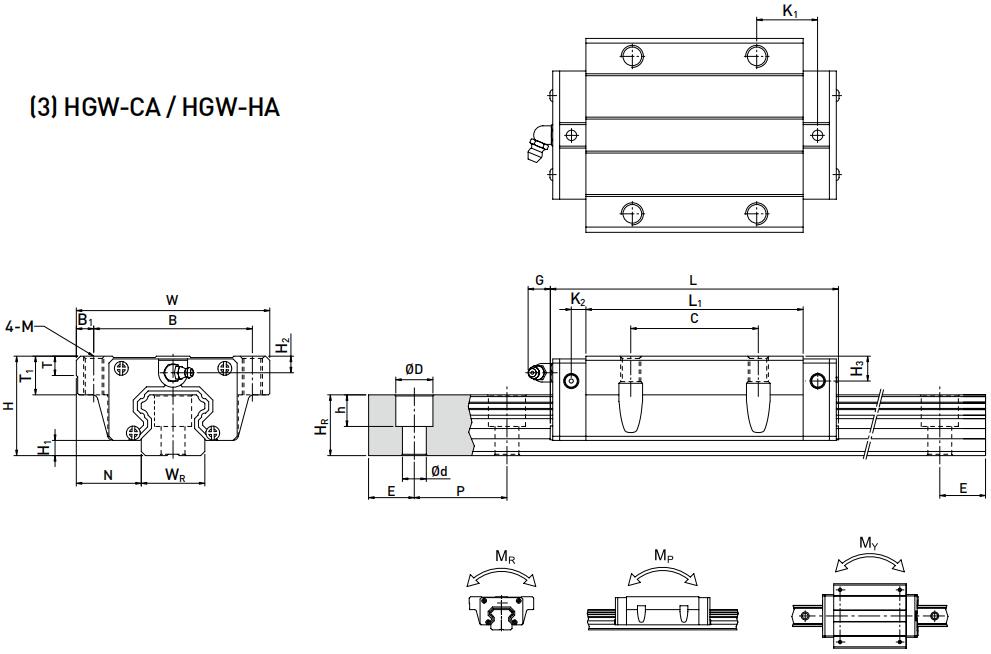 HIWIN HGW35CA轴承 滑块轴承  滑块导轨  滑块导轨轴承